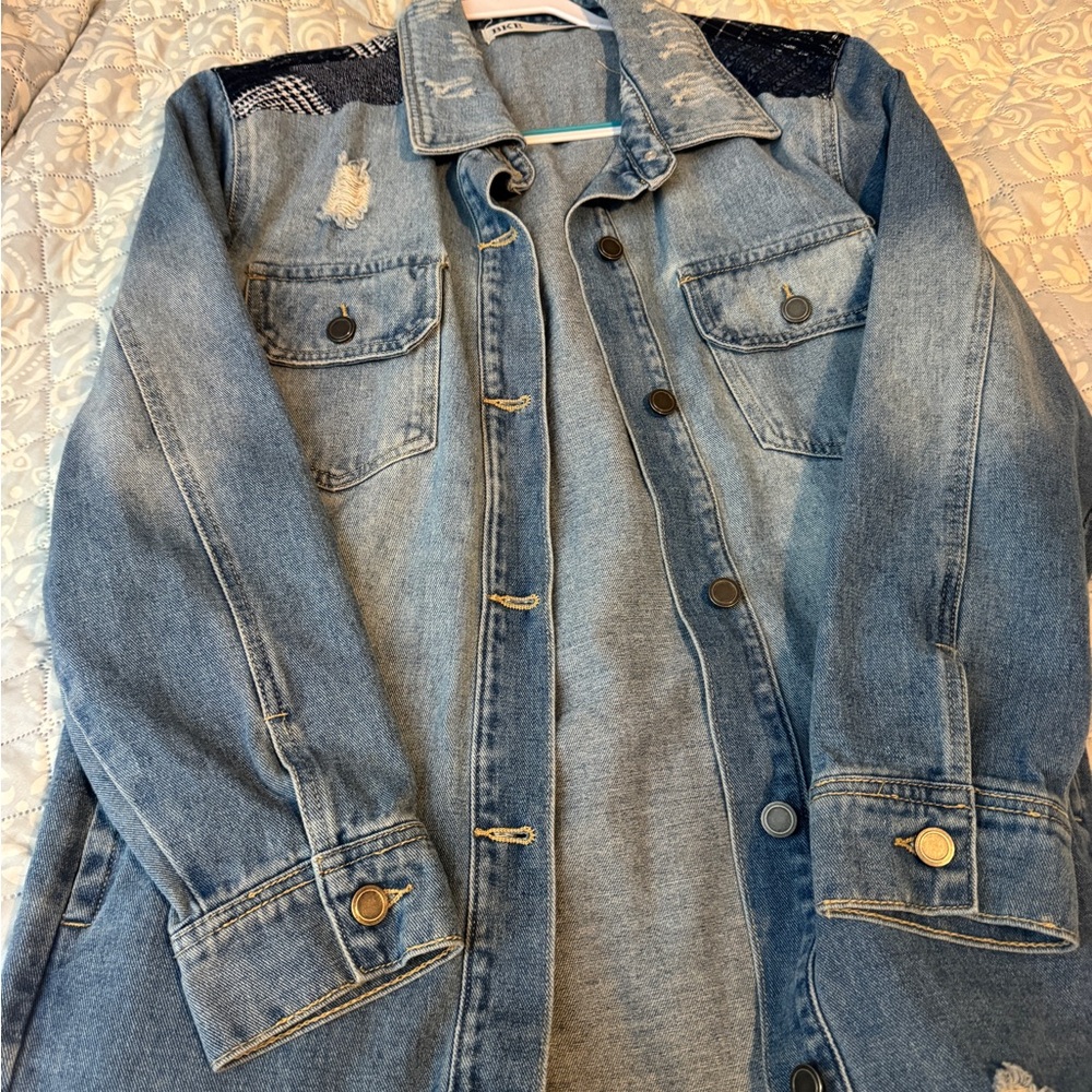 BKE Patchwork Back Denim Jacket - image 3